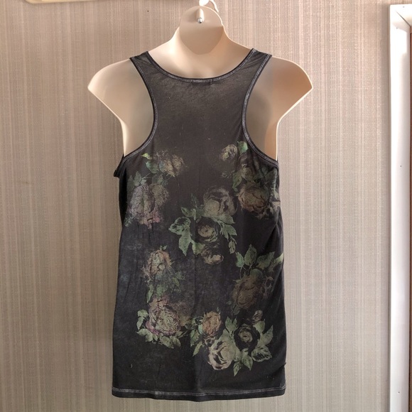 Maurice’s Grey Distressed Floral Racerback Tank - Picture 2 of 6
